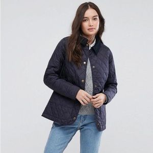 Barbour - Women’s Navy Quilted Jacket With Cord Collar.